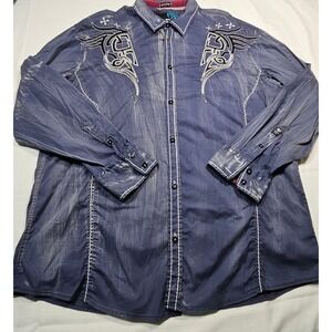 Signature‎ Roar Embellished Albatross Long Sleeve Button Up Shirt XXX-Large